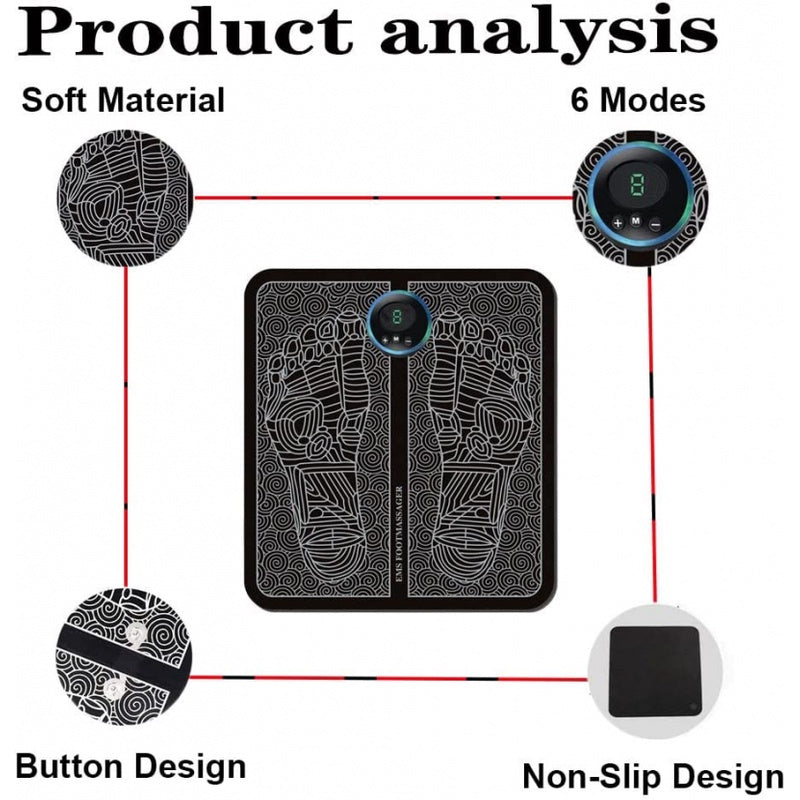 EMS Foot Massager Mat Electric USB Charging Smart Display