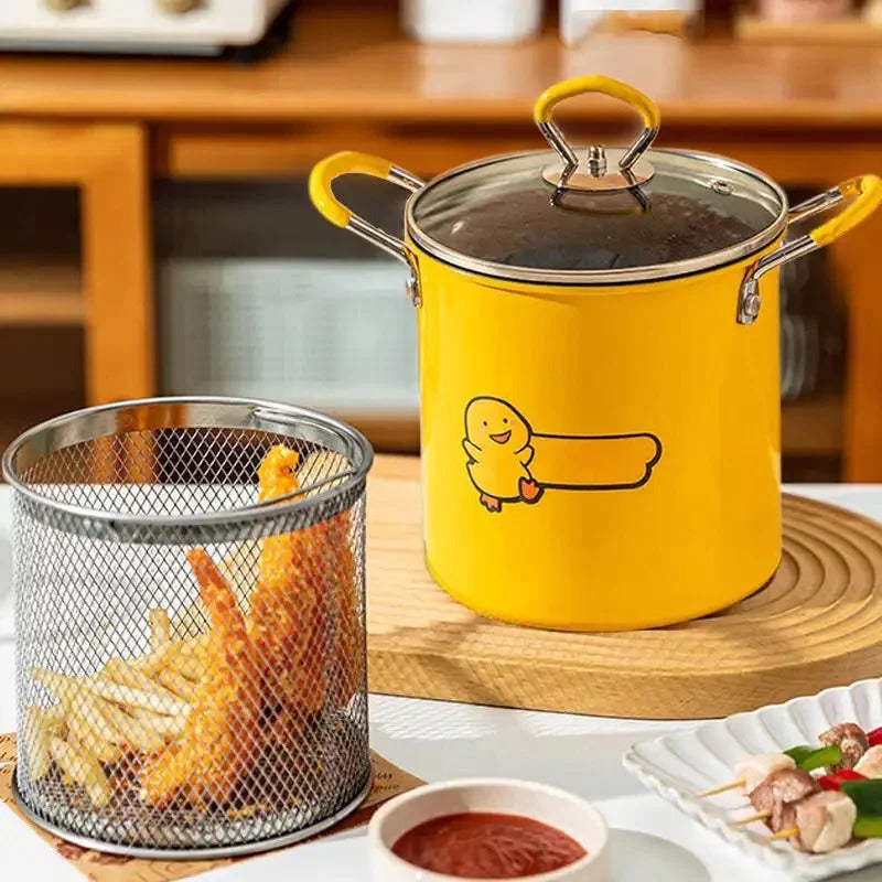 Stainless Steel Deep Fryer Frying Pot With Strainer 12ML