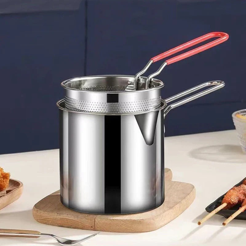 Stainless Steel Deep Fryer Frying Pot With Strainer 12ML