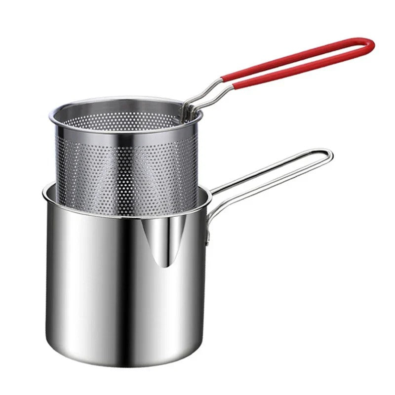 Stainless Steel Deep Fryer Frying Pot With Strainer 12ML