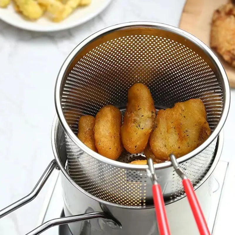 Stainless Steel Deep Fryer Frying Pot With Strainer 12ML