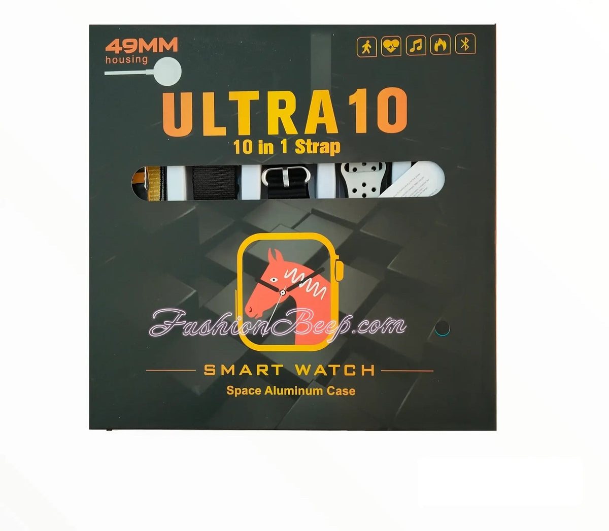 Ultra 10 Smart Watch | 10 In 1 Straps+Jelly Case