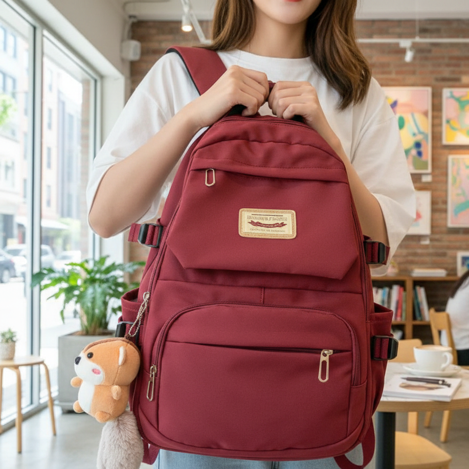 Korean Style School Bag | Large Capacity Nylon Backpack | Teenagers Girls Laptop Work School | Blue
