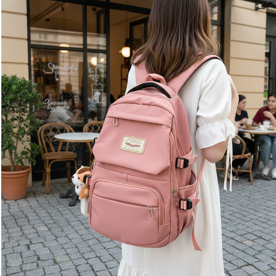Korean Style School Bag | Large Capacity Nylon Backpack | Teenagers Girls Laptop Work School | Blue
