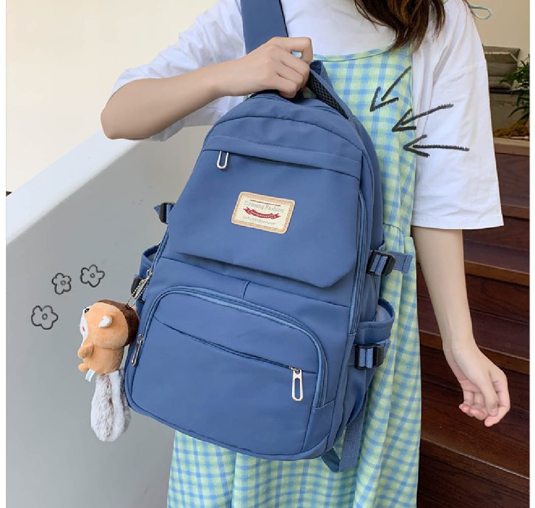 Korean Style School Bag | Large Capacity Nylon Backpack | Teenagers Girls Laptop Work School | Blue