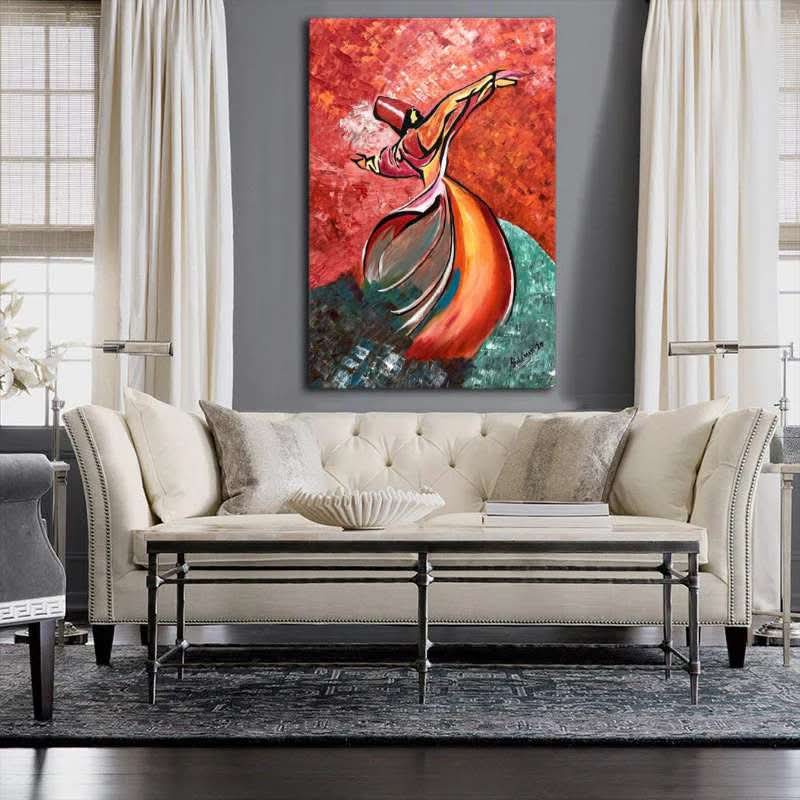 Rumi Whirling Dervish Sufi Painting Canvas Wall Art