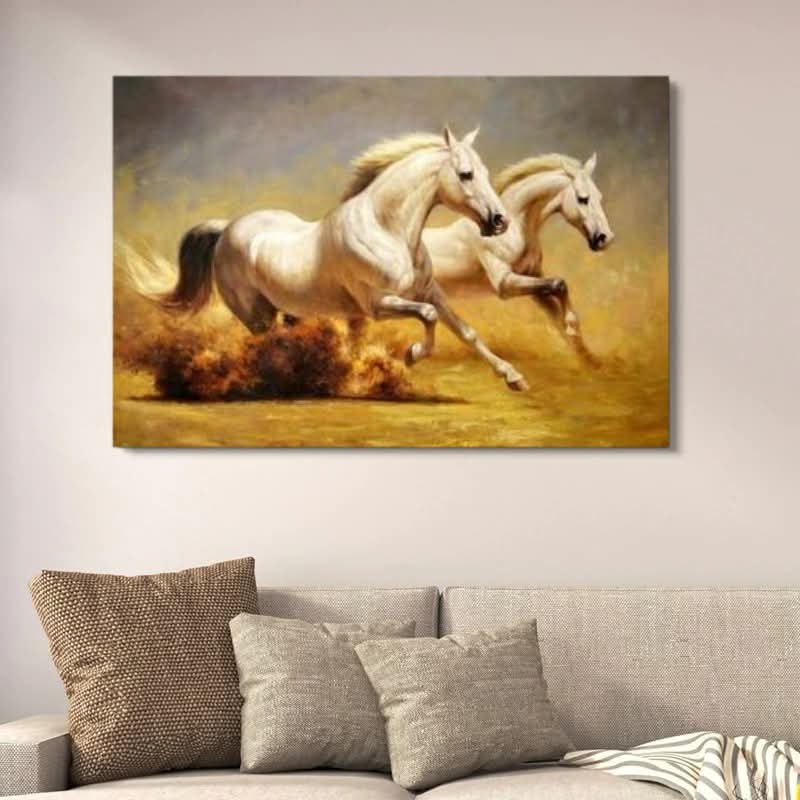 Galloping White Horses Wall Decor | Majestic Stallion Running