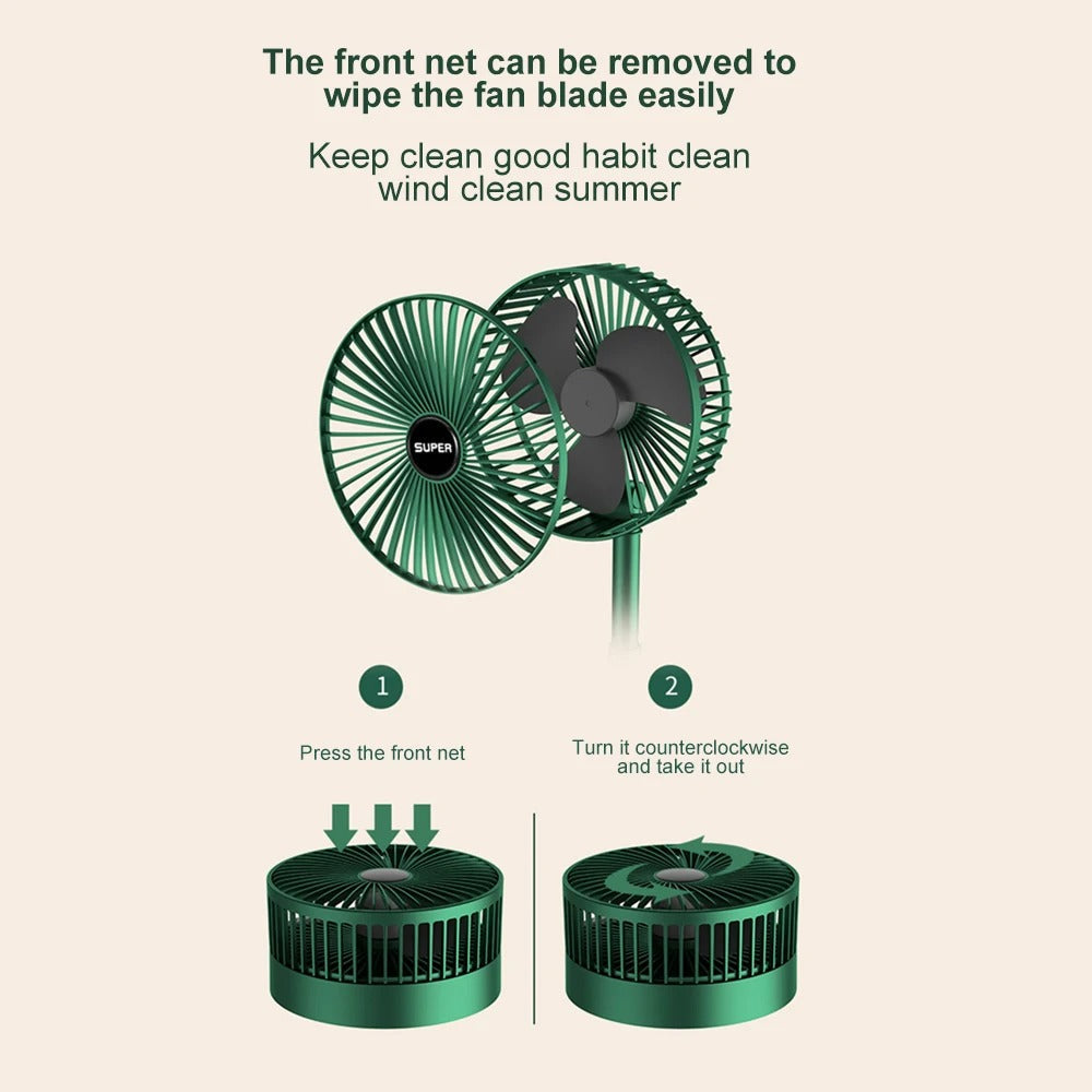 Portable Rechargeable Foldable Table Fan 2400mAh USB Charging
