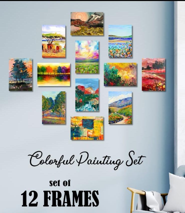 12 Piece Wall Art Set Colorful Textured Landscape Paintings