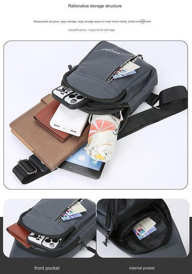 Premium Men’s Tactical Sport Chest Sling Bag For Travel & Hiking - Black