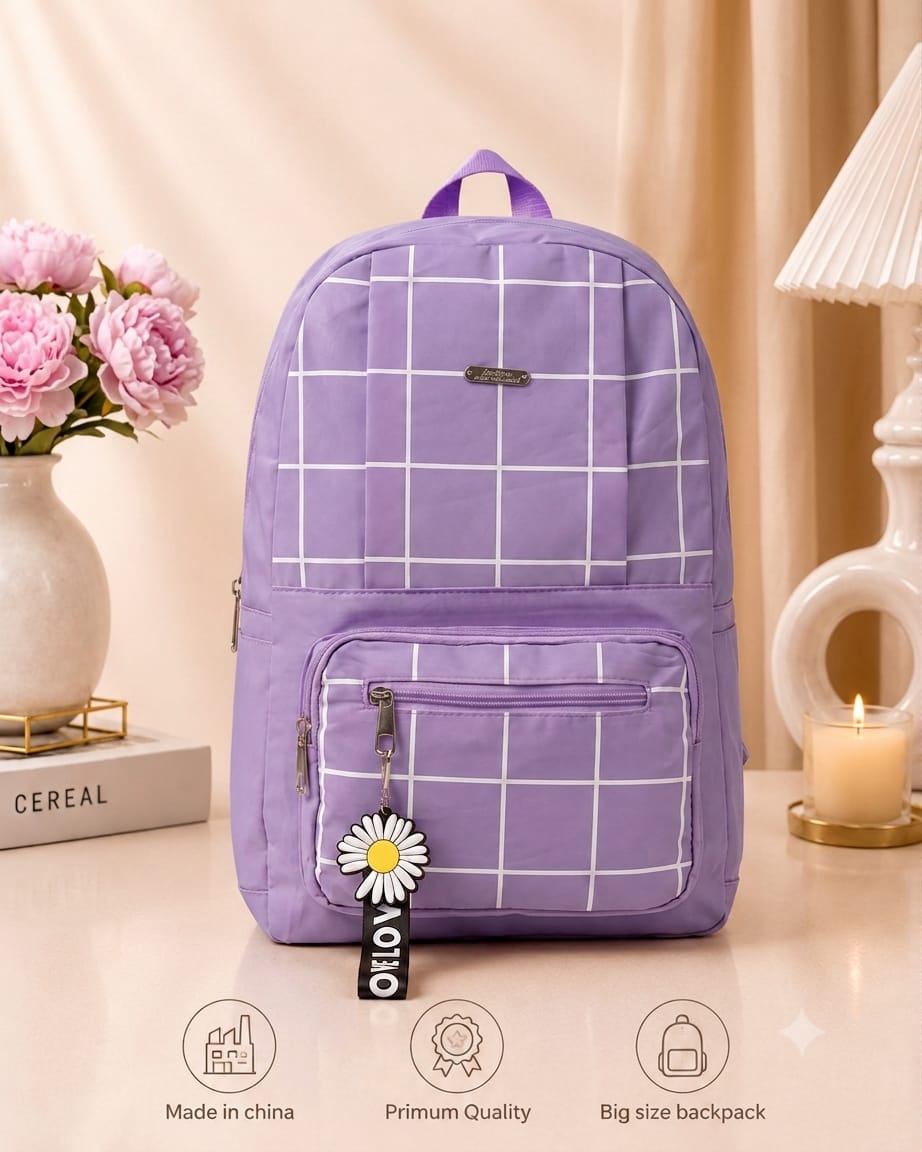 Premium Grid Design Backpack For Students | Lightweight School & College Bag Black