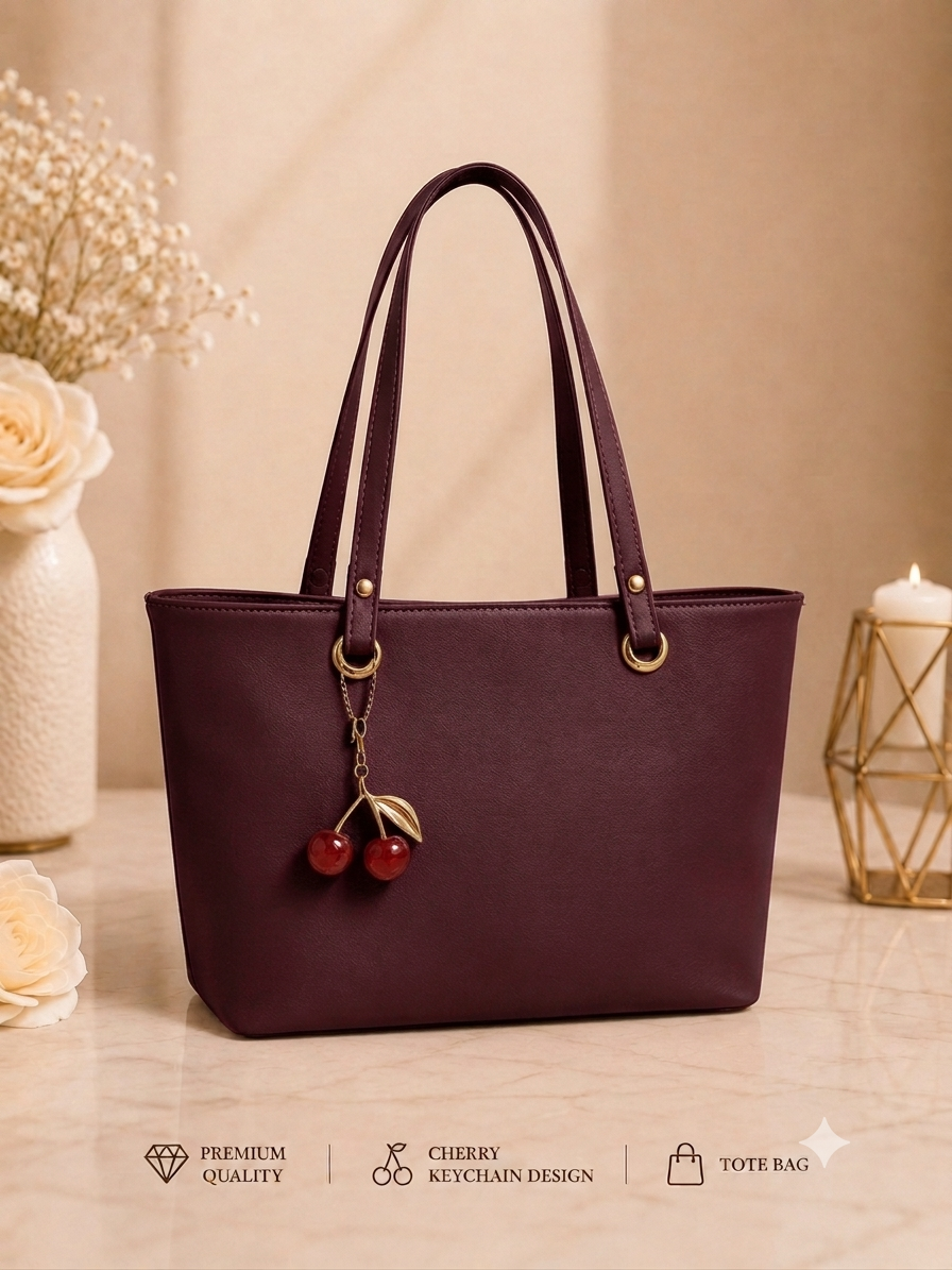 Cherry Charm Women's Tote Bag With Dual Zip Compartments