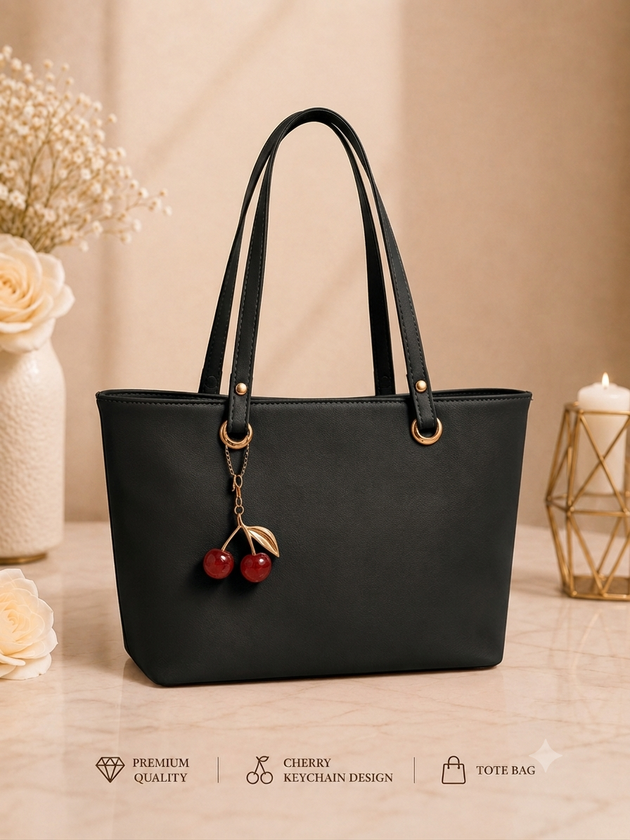 Cherry Charm Women's Tote Bag With Dual Zip Compartments