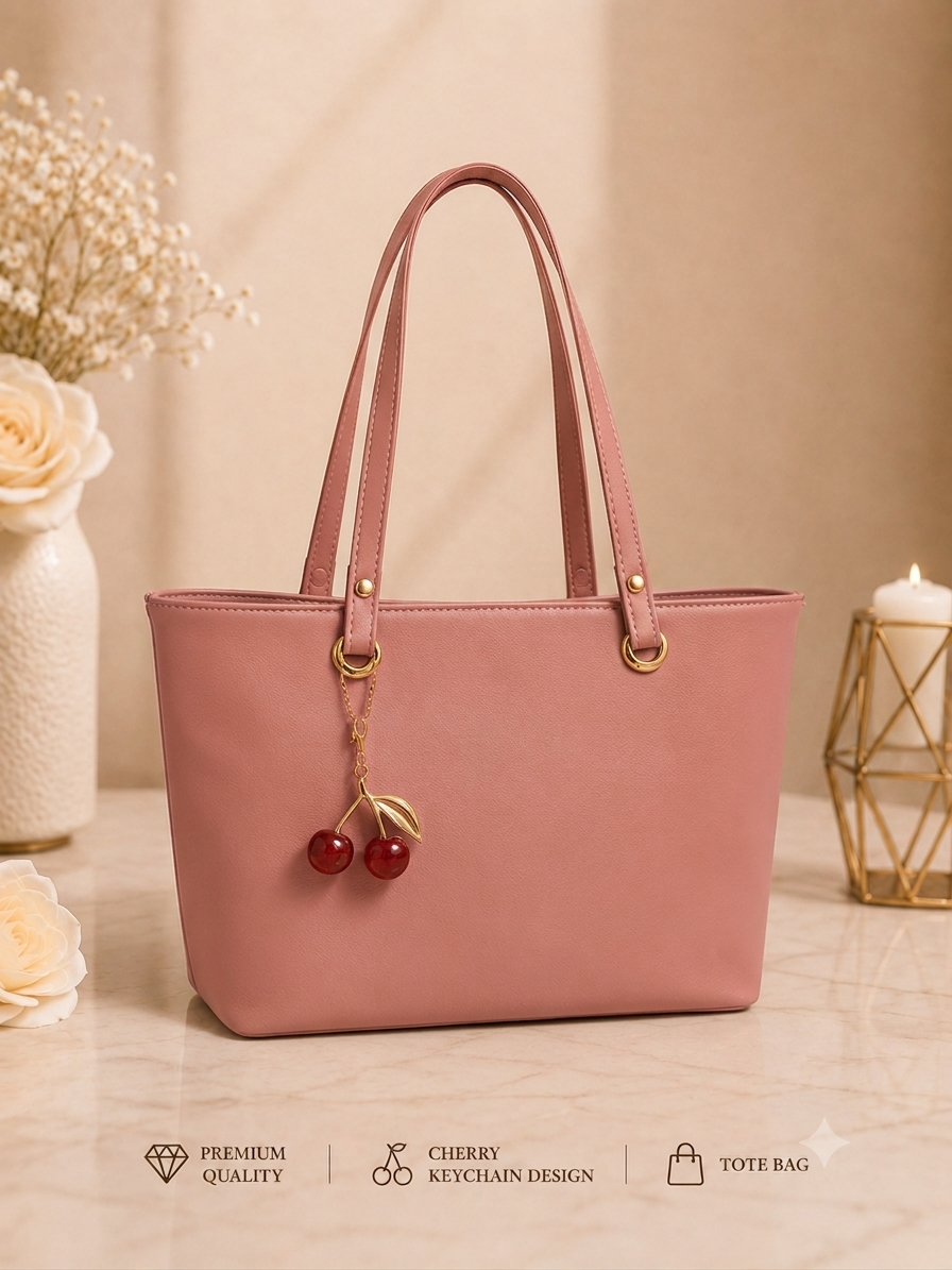 Cherry Charm Women's Tote Bag with Dual Zip