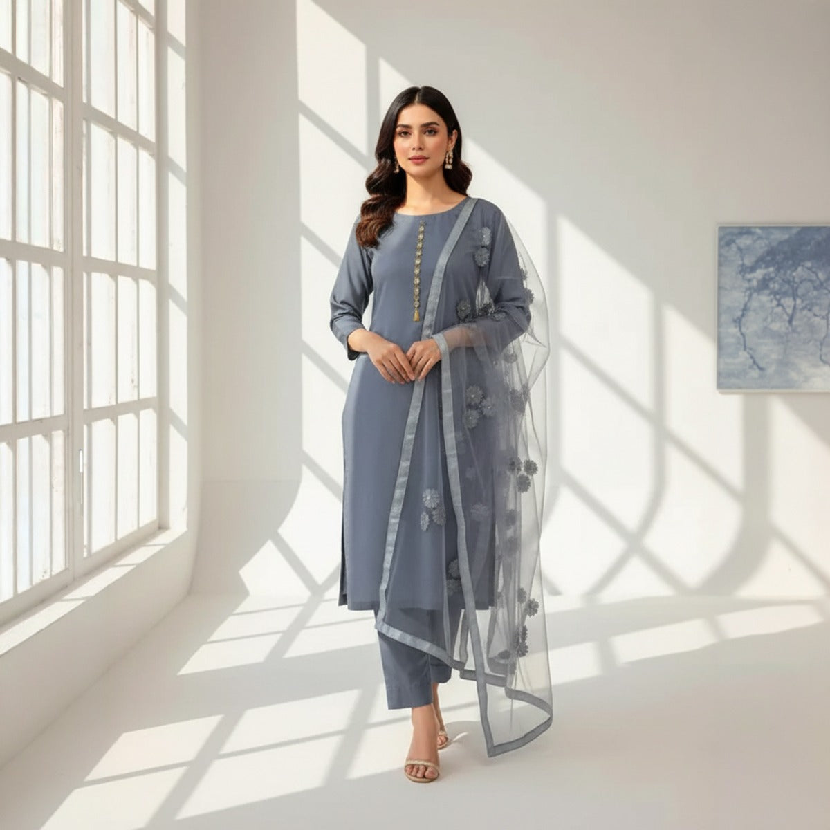 Premium Katan Silk Unstitched 3 Piece