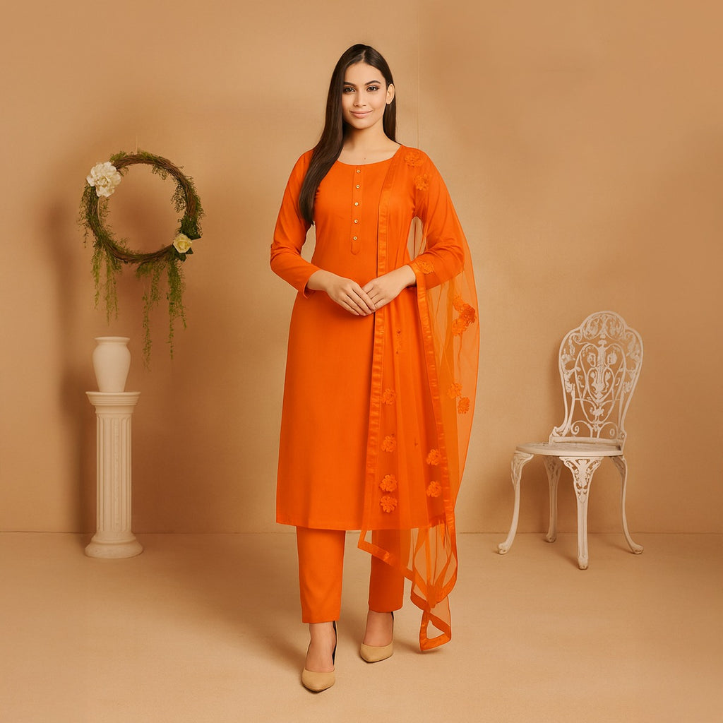 Premium Katan Silk Unstitched 3 Piece