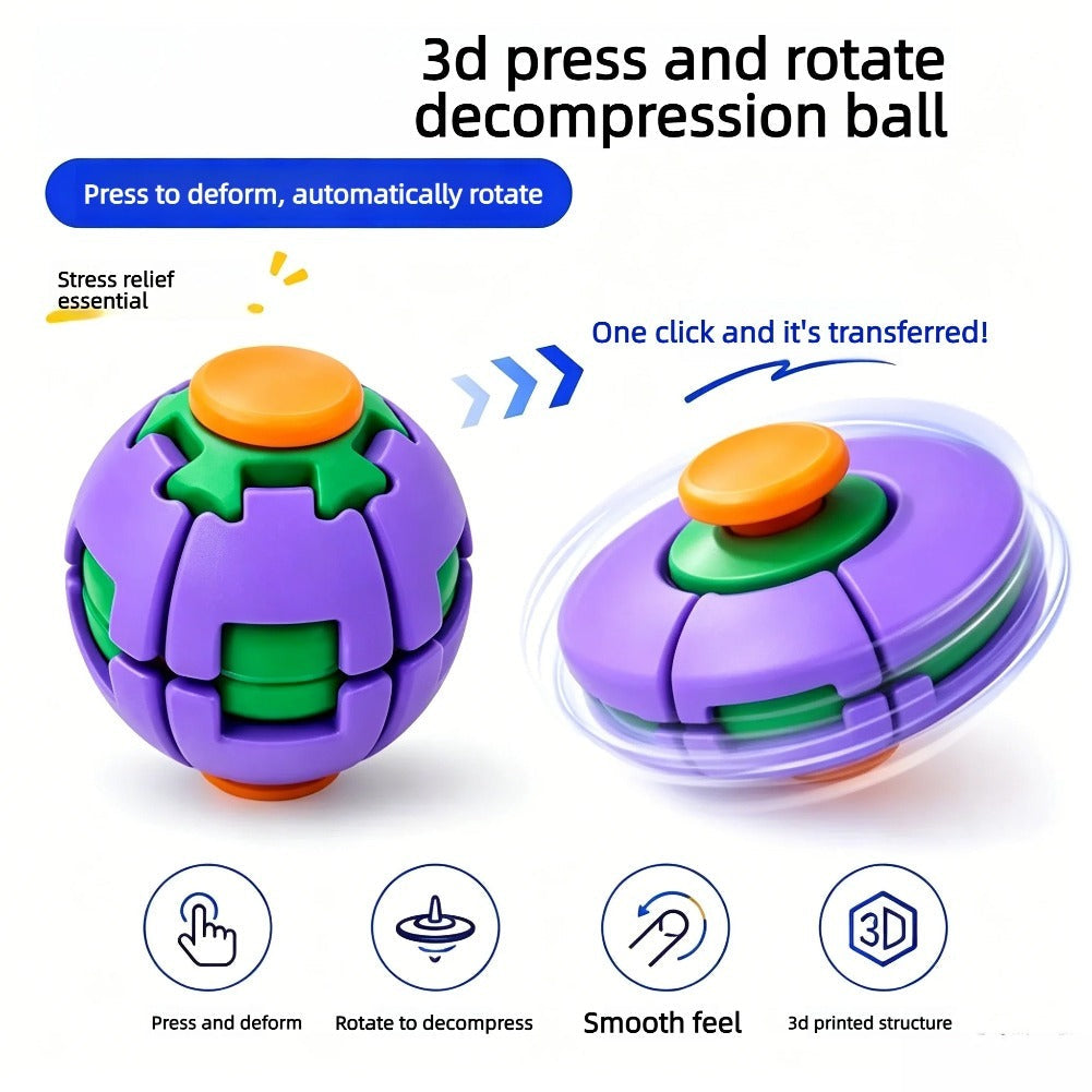 Rotatable 3D Printed Fidget Spinner Ball Push Pop Finger