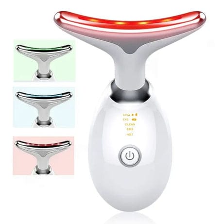 Rechargeable Neck & Face Massager With EMS Microcurrent – 3 Color Light
