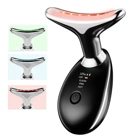 Rechargeable Neck & Face Massager With EMS Microcurrent – 3 Color Light