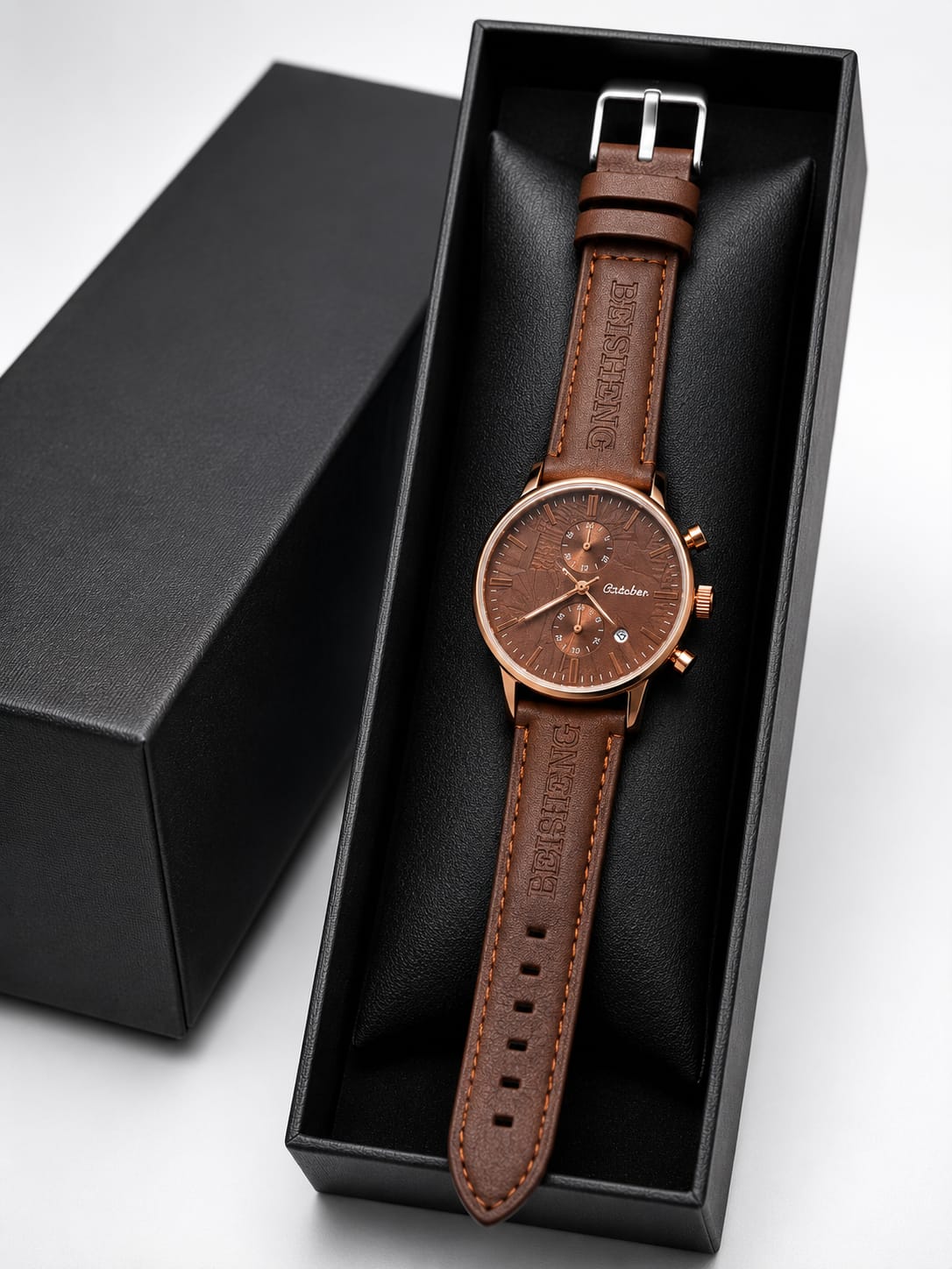 Beisheng Men's Leather Strap Watch Perfect